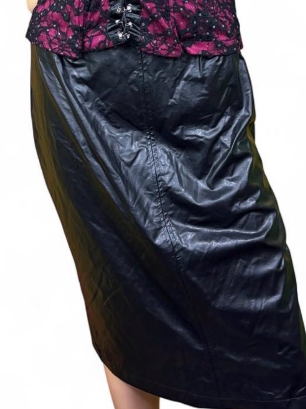 Vtg y2k / 90s PVC pencil skirt juniors size 7